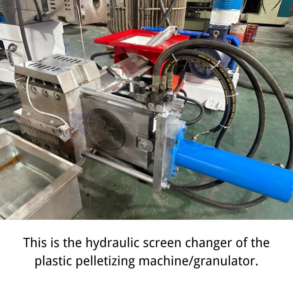 This is the hydraulic screen changer of the plastic pelletizing machine_granulator