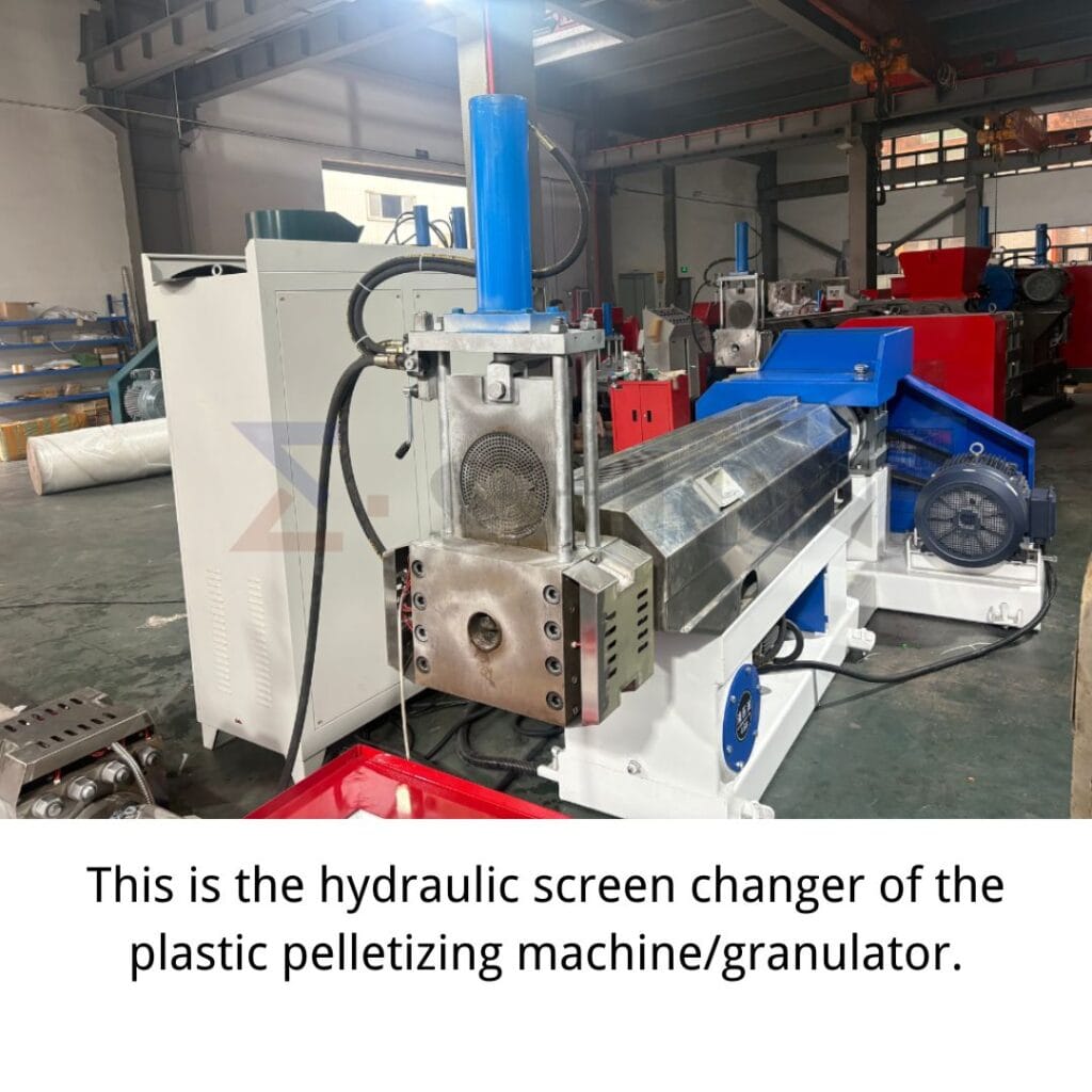This is the hydraulic screen changer of the plastic pelletizing machine_granulator
