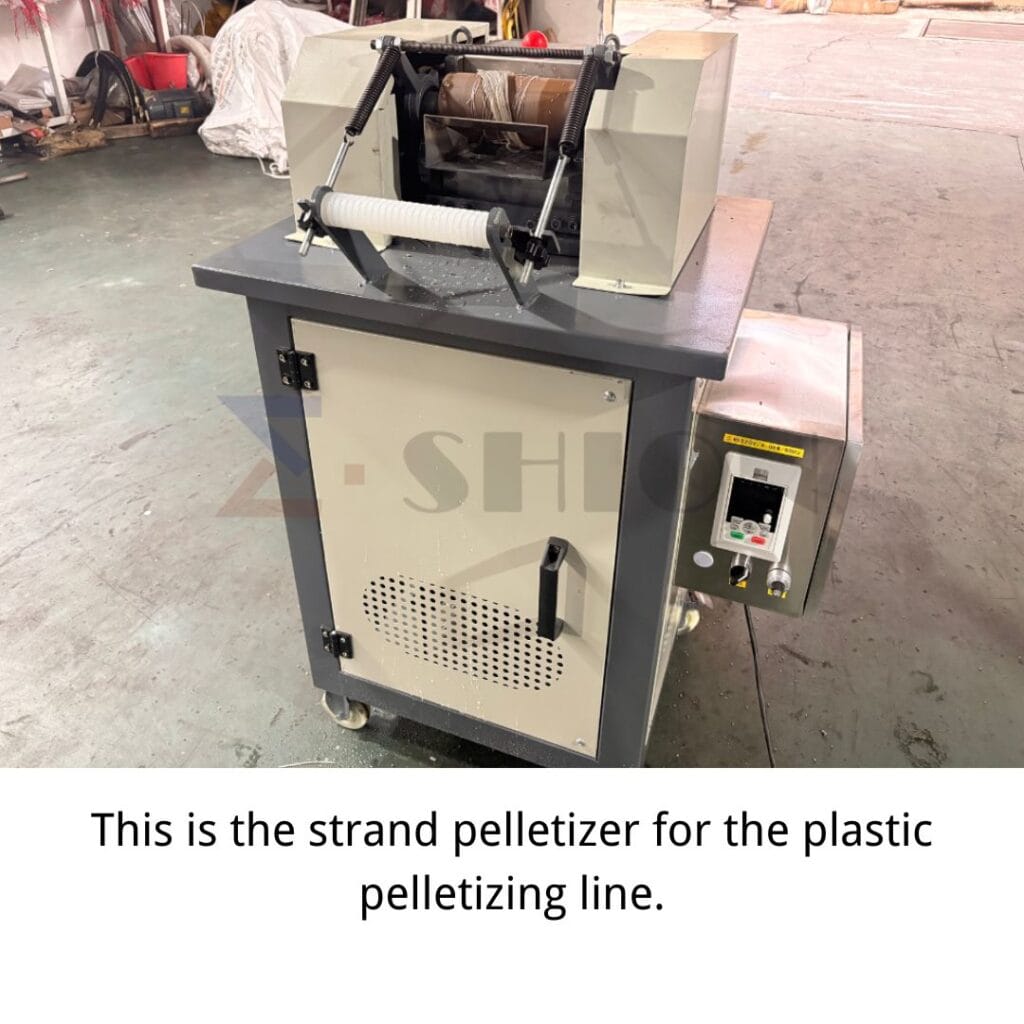 This is the strand pelletizer for the plastic pelletizing line