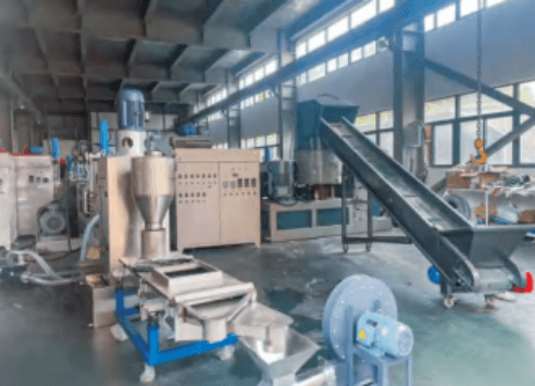 Customer plastic recycling factory with E-SHION pelletizing machine